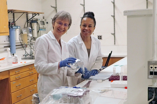 Friederike Jayes, DVM, PhD, Assistant Professor in Obstetrics and Gynecology at the Duke University School of Medicine, and Darlene Taylor, PhD, Professor of Chemistry and Biochemistry at NCCU.
