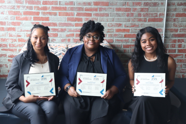 (From left to right): NCCU students Kobie Frazier, Deanna Floyd, and Lianna Davis